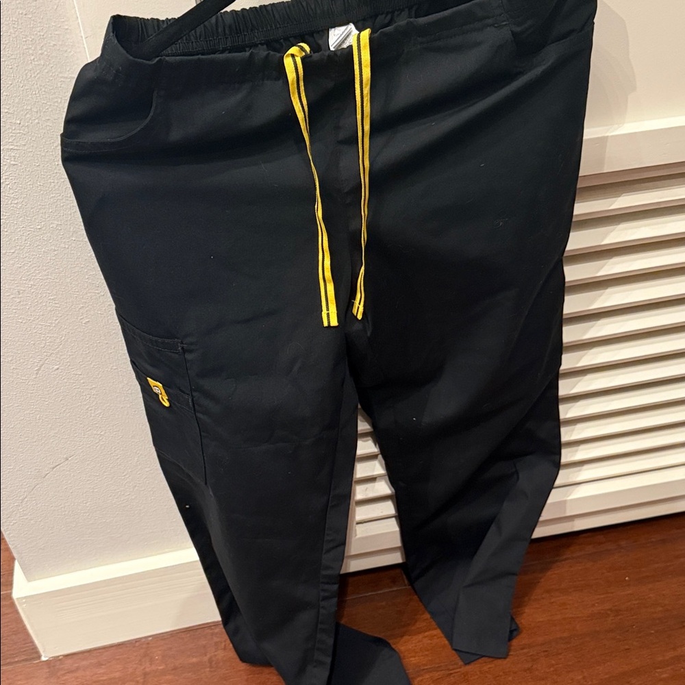 Black women scrubs Pants black with Yellow Accents MP